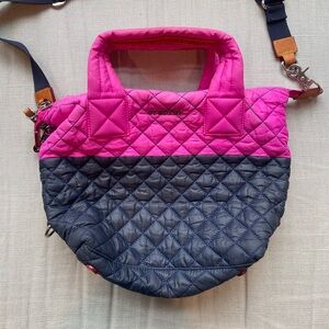MZ Wallace small Sutton bag in pink and navy.